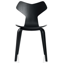 Chaise Grand Prix pied bois – Frêne peint en noir - Fritz Hansen