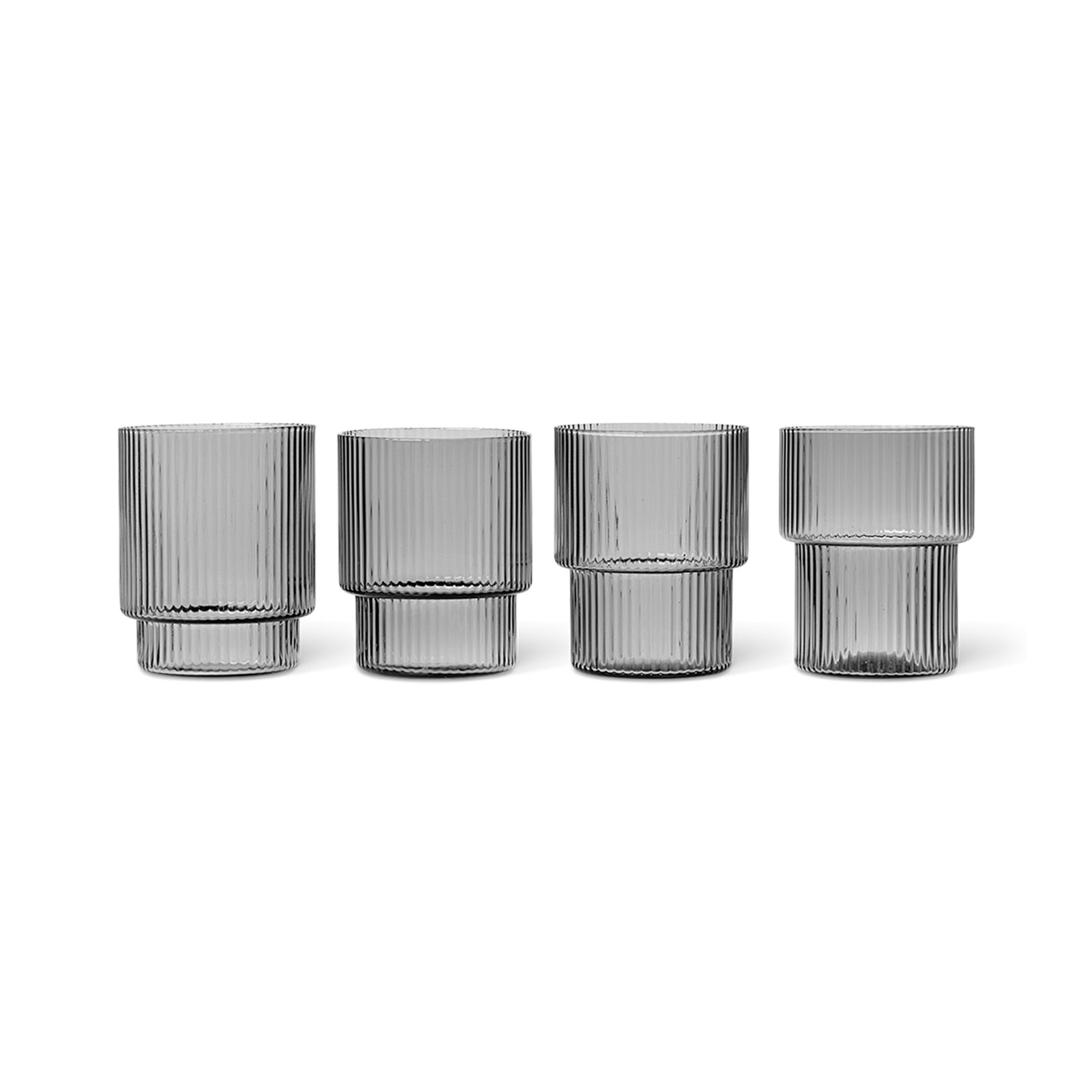 4 verres Ripple - gris fumé - Ferm Living