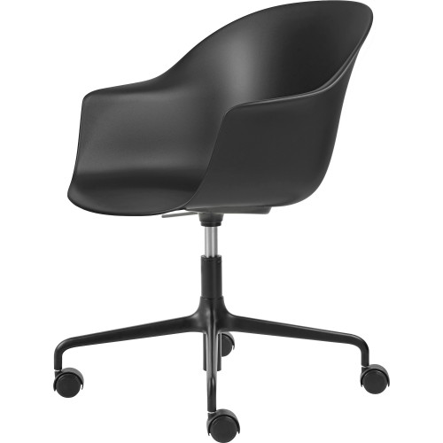 Bat Meeting chair, Height Adjustable – With castors – Black shell - Gubi