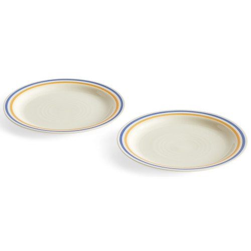 Set de 2 assiettes Sobremesa - bleu et jaune Ø24,5 cm - HAY