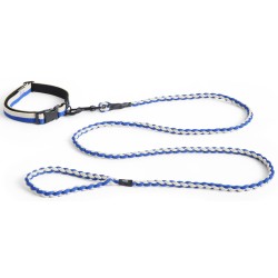 Dog collar S/M - blue and off-white - HAY