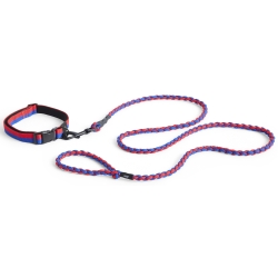 Dog leash braided - red and blue - HAY