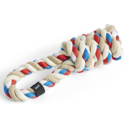 Dog rope toy - red, turquoise and off-white - HAY