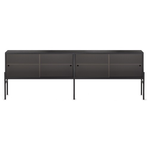 Hifive buffet en verre L200 x H65 cm - chêne noir - Northern