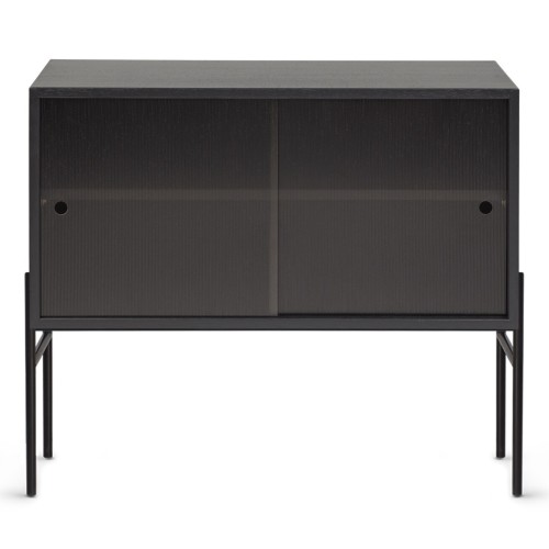 Hifive buffet en verre L75 x H65 cm - chêne noir - Northern