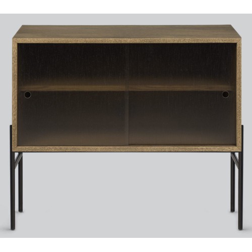 Hifive buffet en verre L75 x H65 cm - chêne fumé - Northern