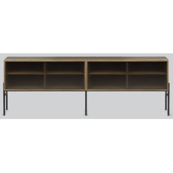 Hifive buffet en verre L200 x H65 cm - chêne fumé - Northern