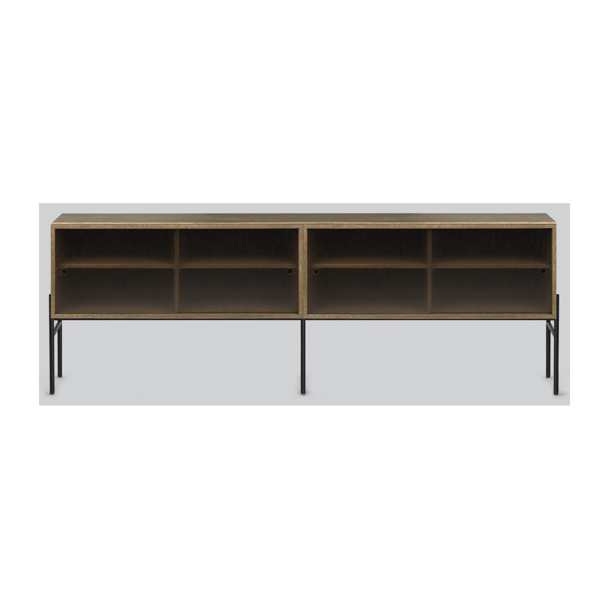 Hifive buffet en verre L200 x H65 cm - chêne fumé - Northern