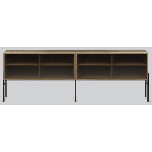 Hifive buffet en verre L200 x H65 cm - chêne fumé - Northern