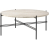 Ø80xH35cm - neutral white travertine - black base - TS outdoor coffee table - Gubi