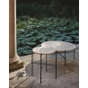 Ø80xH35cm - neutral white travertine - black base - TS outdoor coffee table - Gubi