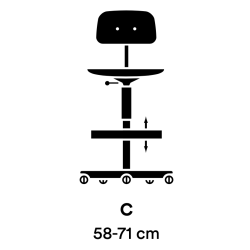 chaise Kevi 2533 – assise et dossier rembourrés / repose-pied poli – H58-71cm (C) - Montana