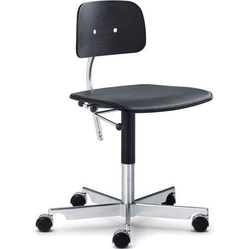 Kevi chair 2533 – black shell / Ultra black leather seat upholstered – H48-61cm (B) - Montana