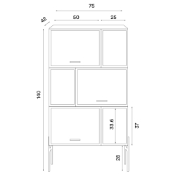 Hifive L75 x H140 cm - smoked oak - Northern