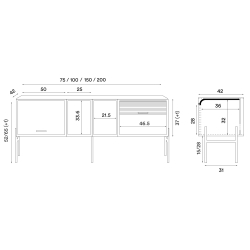 Hifive L200 x H65 cm - chêne fumé - Northern