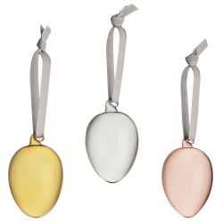 x3 oeufs Jaune, gris et rouge - Décorations en verre - 1051523 - Iittala