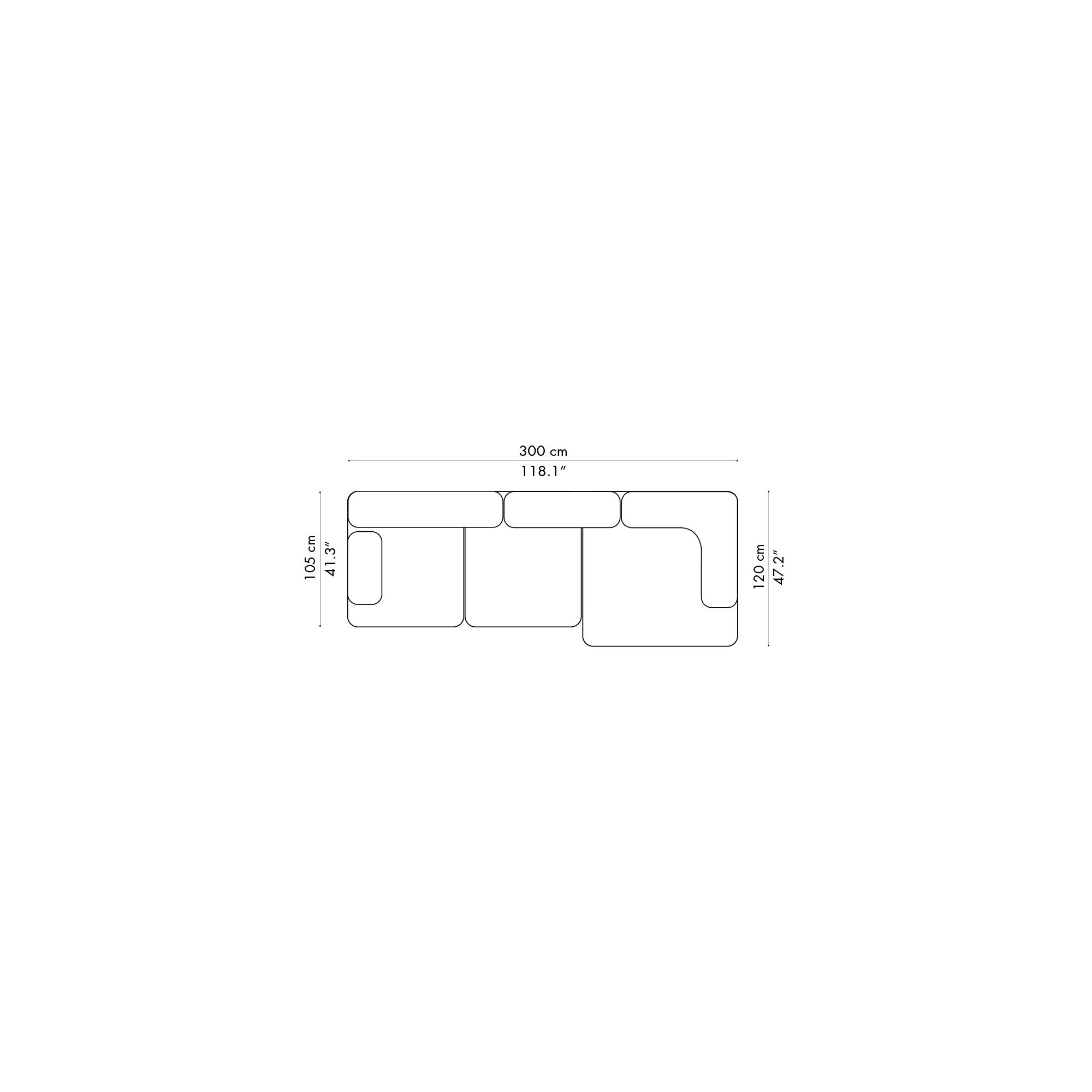 Alphabet Sofa – 3-seater – PL300-2 - Fritz Hansen