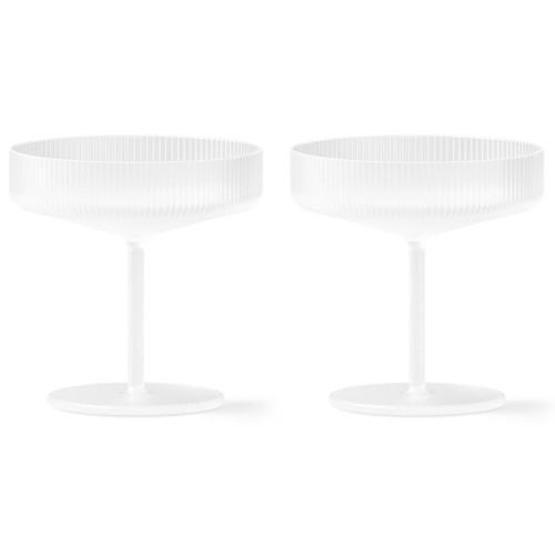 2 x Champagne saucers Ripple frosted - Ferm Living