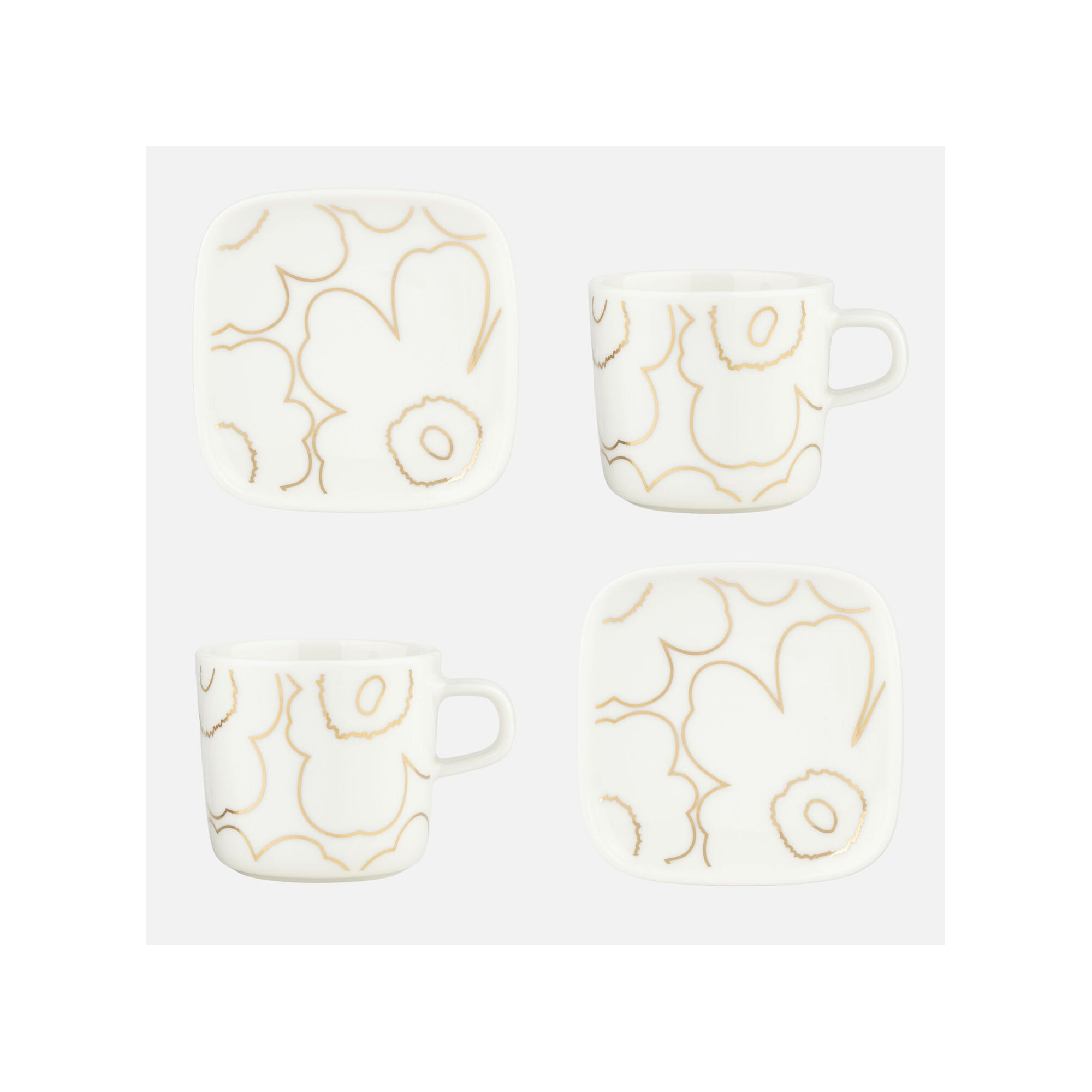 Set Piirto Unikko 120 – tasses à café 2dl et assiettes 10x10cm, 2 pcs - Marimekko