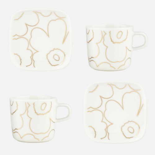 Set Piirto Unikko 120 – tasses à café 2dl et assiettes 10x10cm, 2 pcs - Marimekko