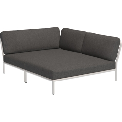 Level sofa – right cozy corner – dark grey Basic fabric (98) + muted white base (43) – Houe