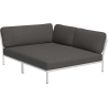 Level sofa – right cozy corner – dark grey Basic fabric (98) + muted white base (43) – Houe