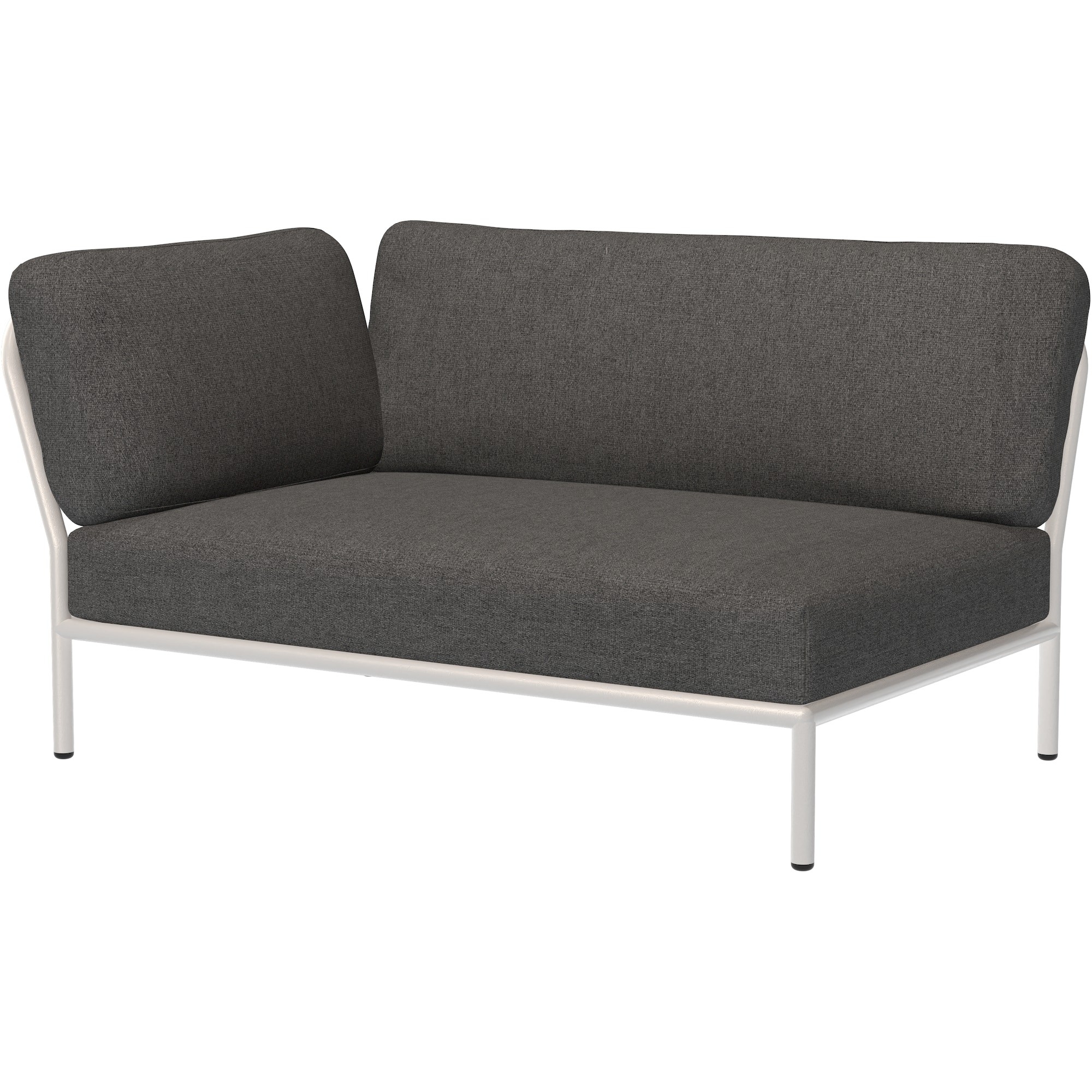 canapé Level – angle / extérieur gauche – tissu Basic gris foncé (98) + base blanc écru (43) – Houe