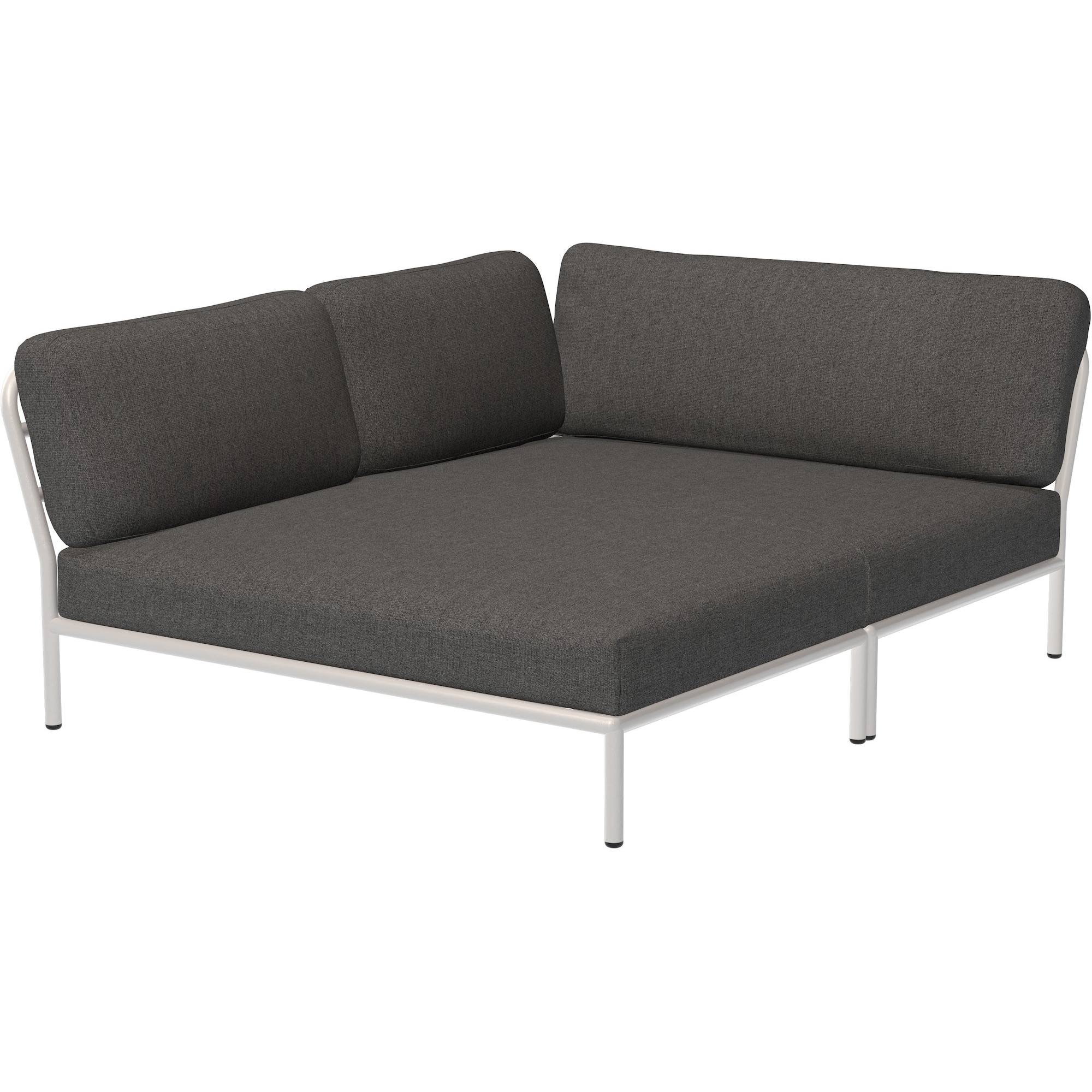 Level sofa – left cozy corner – dark grey Basic fabric (98) + muted white base (43) – Houe