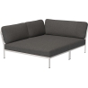 Level sofa – left cozy corner – dark grey Basic fabric (98) + muted white base (43) – Houe