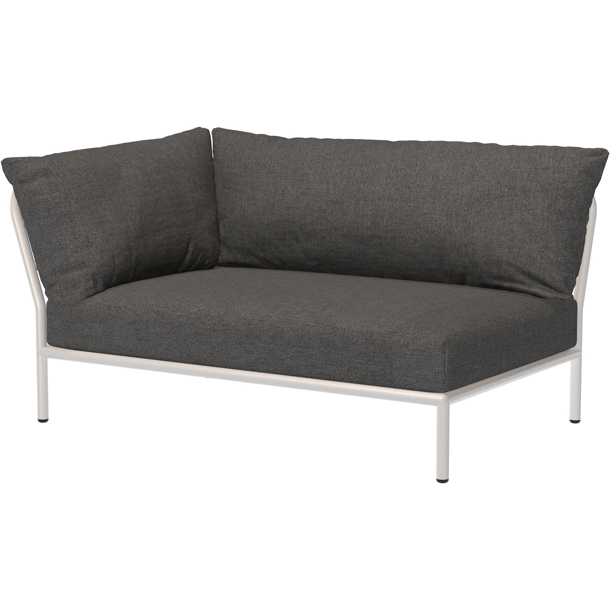 Level 2 sofa – left corner – dark grey Basic fabric (98) + muted white base (43) – Houe