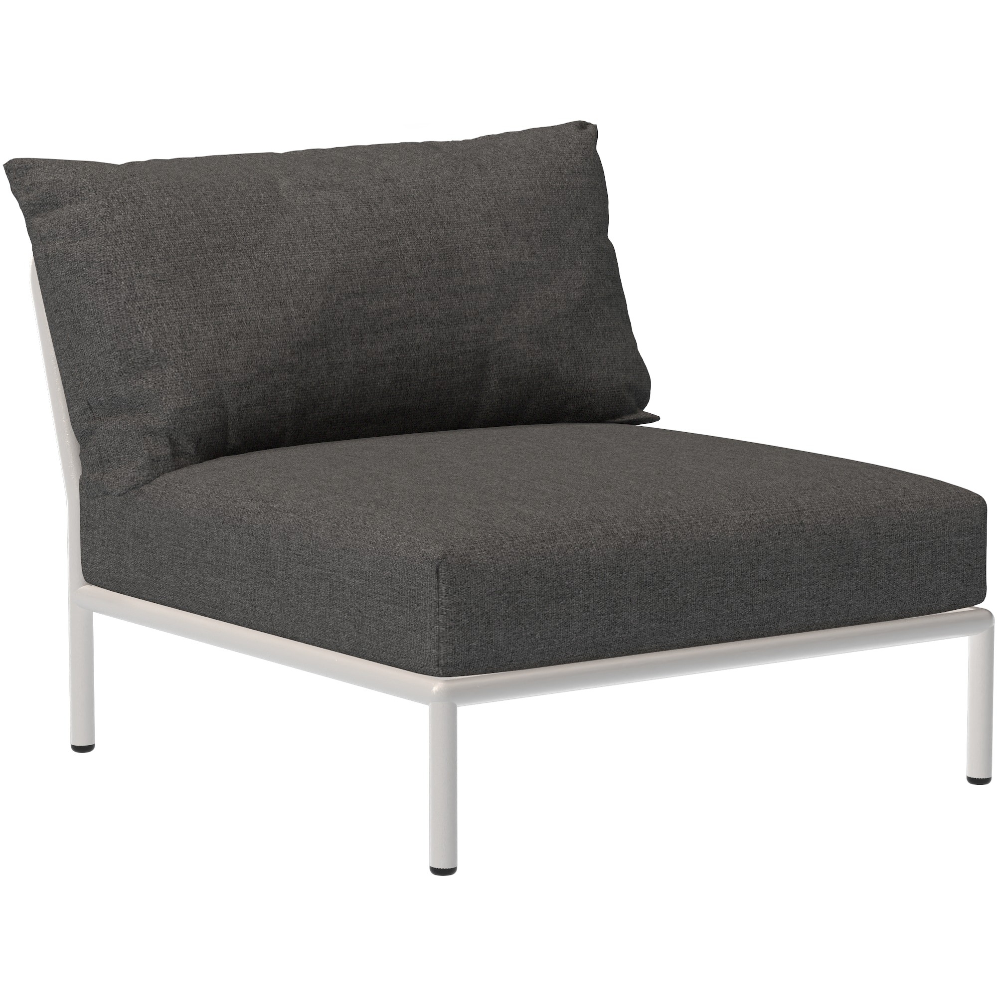 canapé Level 2 – fauteuil / module central – tissu Basic gris foncé (98) + base blanc écru (43) – Houe