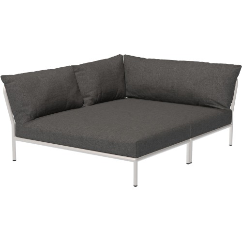 Level 2 sofa – left cozy corner – dark grey Basic fabric (98) + muted white base (43) – Houe