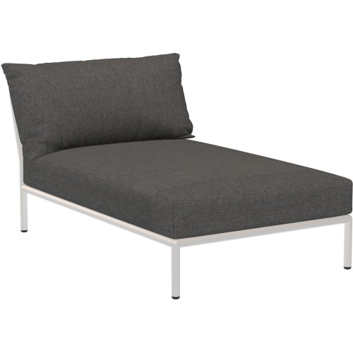 canapé Level 2 – chaise longue – tissu Basic gris foncé (98) + base blanc écru (43) – Houe