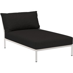 canapé Level 2 – chaise longue – tissu Sunbrella Heritage Char (68) + base blanc écru (43) – Houe