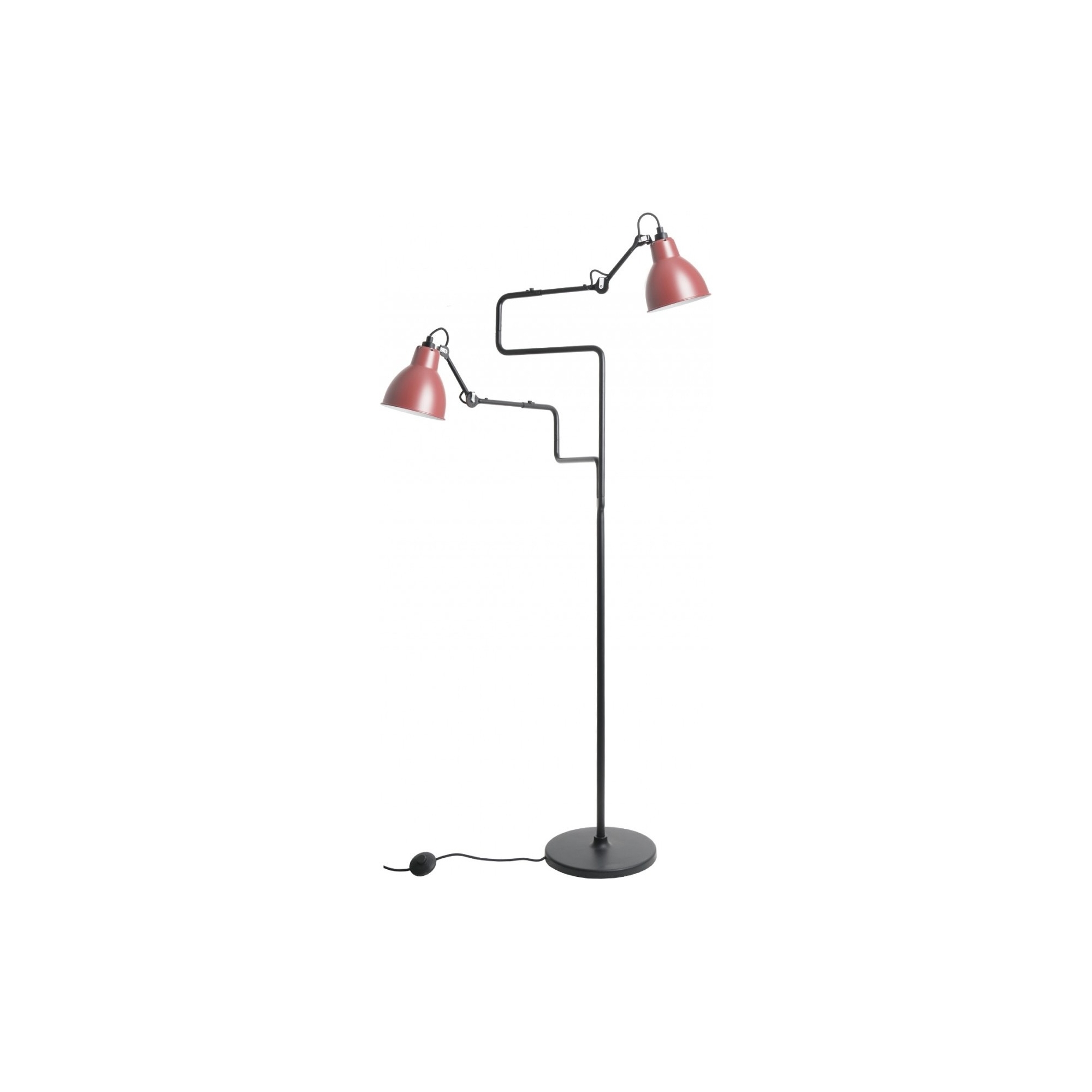 Gras 411 Double Floor lamp – Black / Round red - DCW éditions