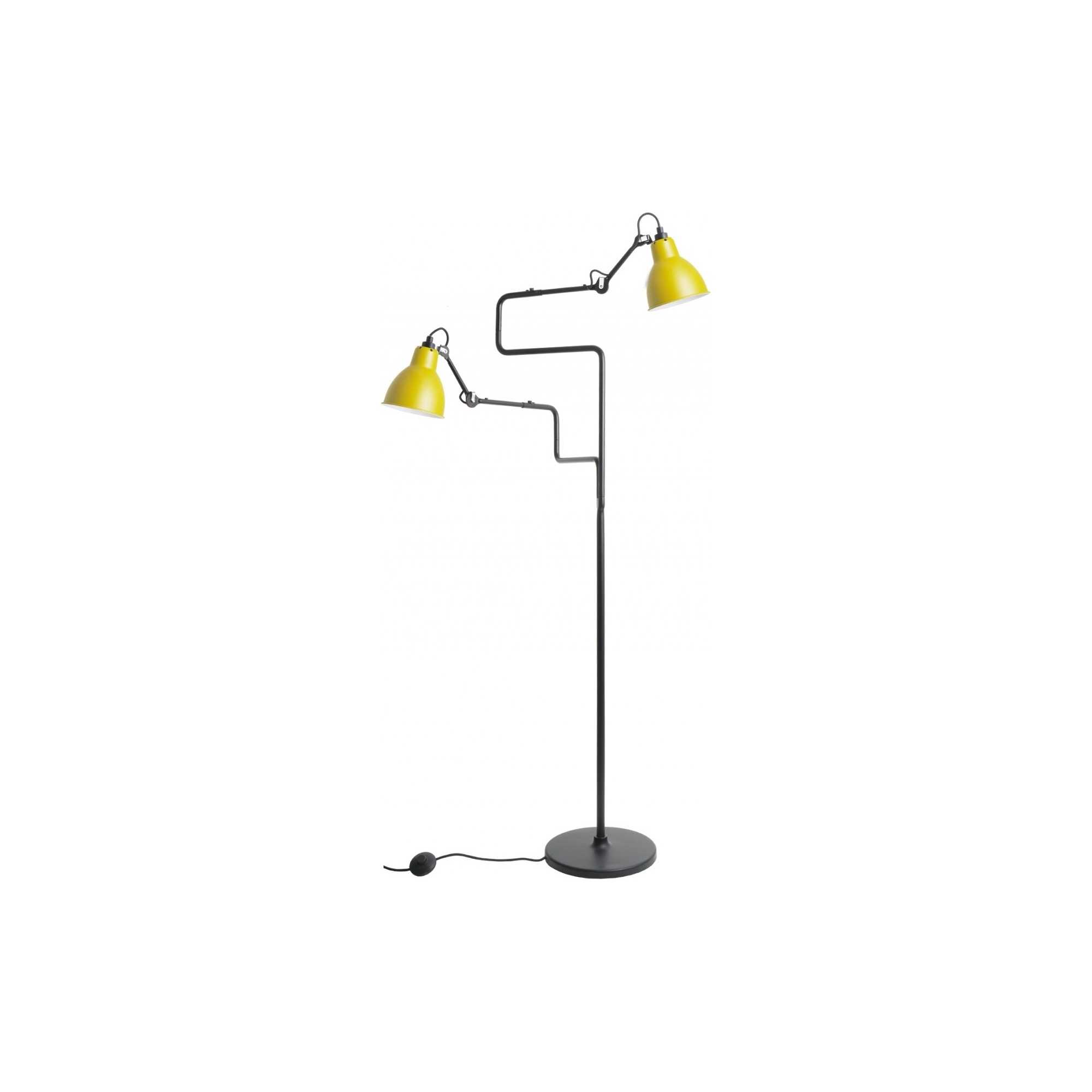 Gras 411 Double Floor lamp – Black / Round yellow - DCW éditions