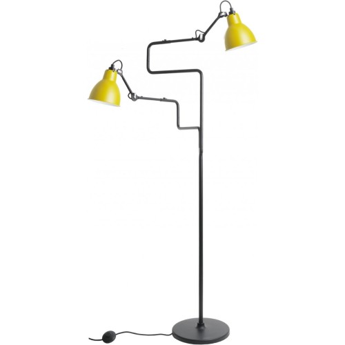 Gras 411 Double Floor lamp – Black / Round yellow - DCW éditions