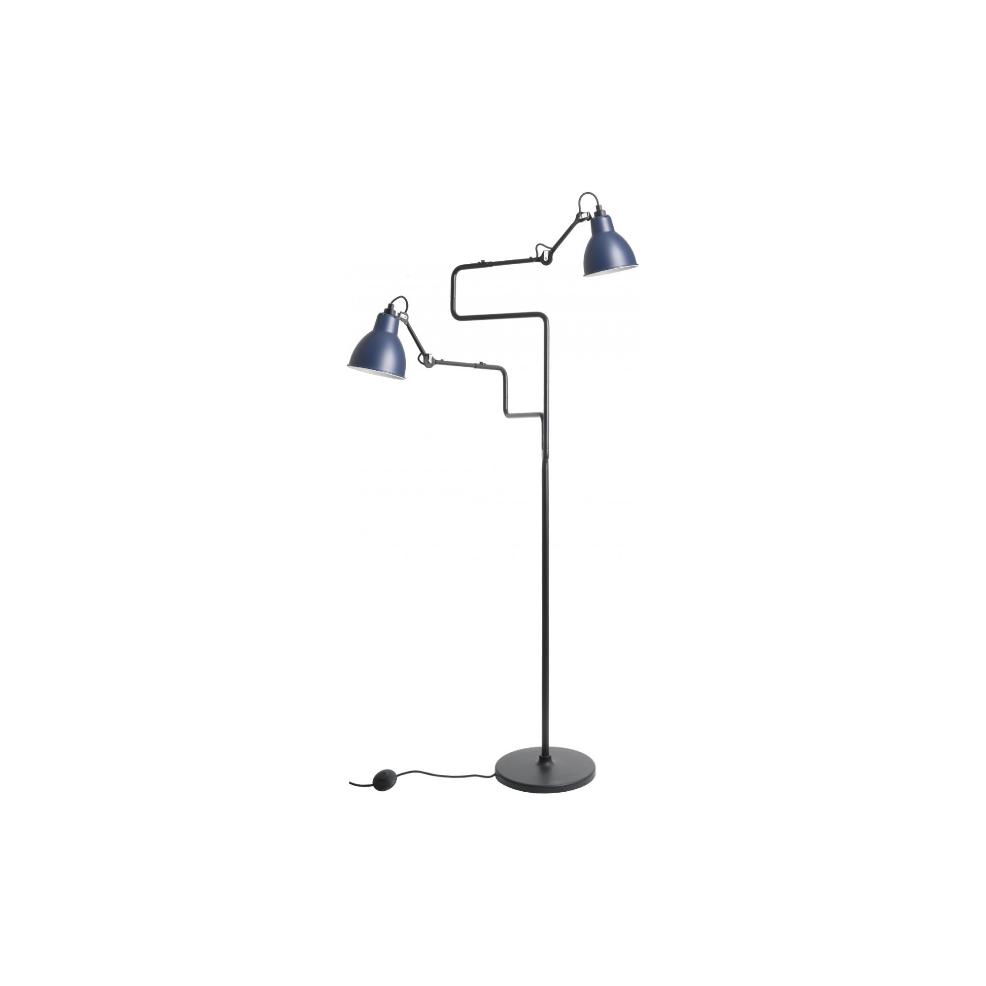 Gras 411 Double Floor lamp – Black / Round blue - DCW éditions