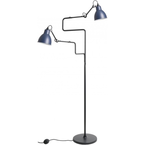 Gras 411 Double Floor lamp – Black / Round blue - DCW éditions