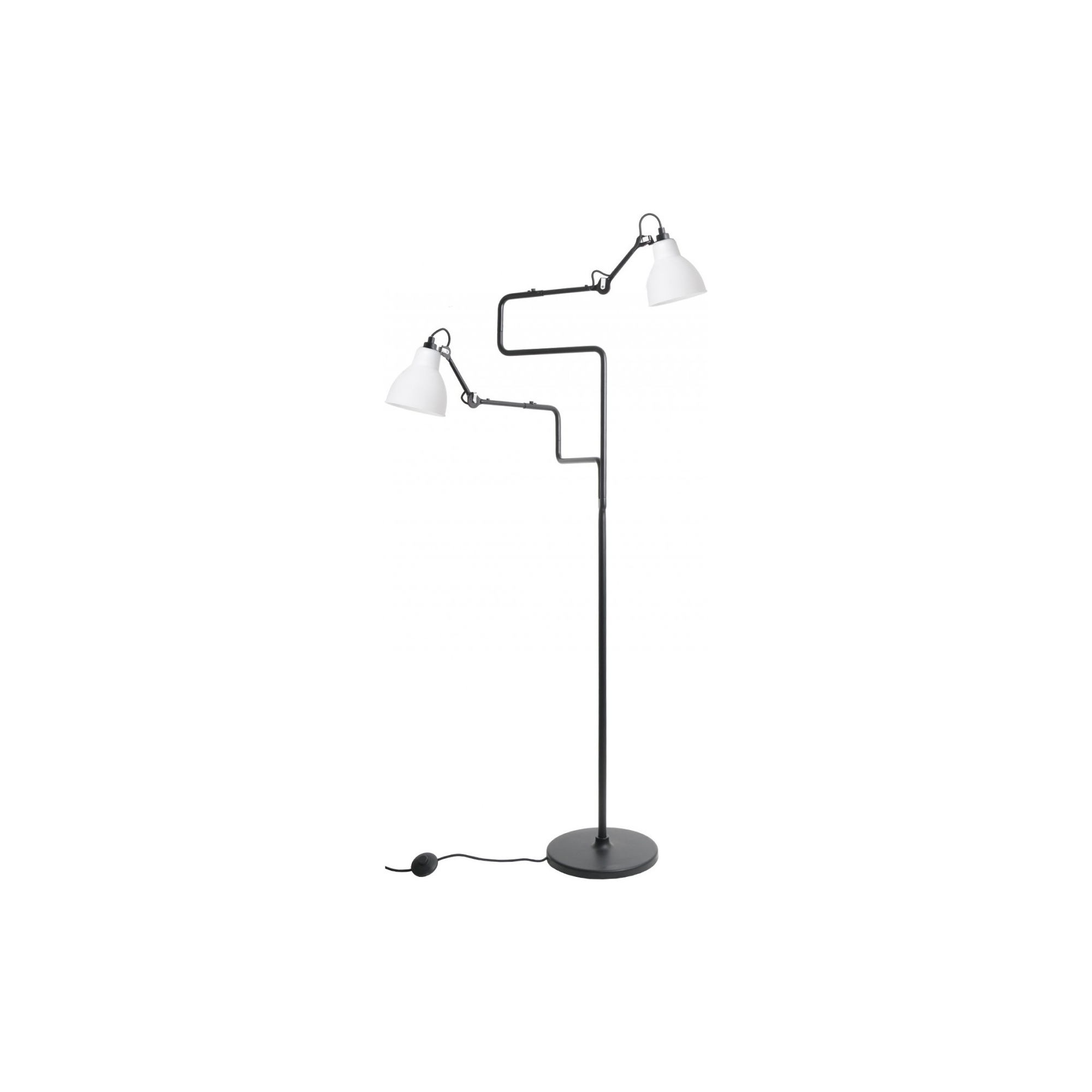 Gras 411 Double Floor lamp – Black / Round white - DCW éditions