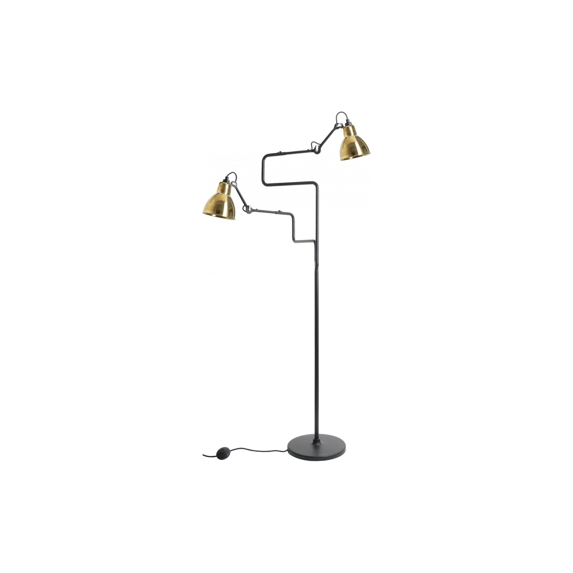 Gras 411 Double Floor lamp – Black / Round brass - DCW éditions