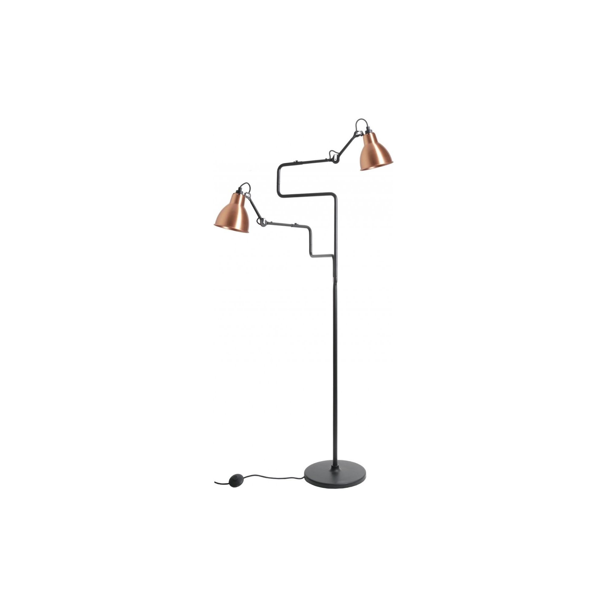 Gras 411 Double Floor lamp – Black / Round copper - DCW éditions