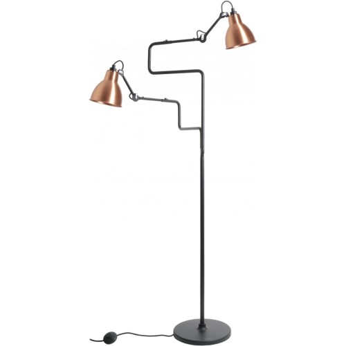 Gras 411 Double Floor lamp – Black / Round copper - DCW éditions