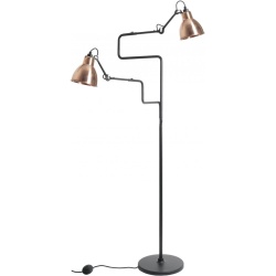 Gras 411 Double Floor lamp – Black / Round Raw copper - DCW éditions