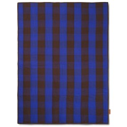 Grand quilted blanket - chocolate / bright blue - Ferm Living