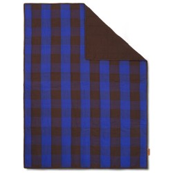 Grand quilted blanket - chocolate / bright blue - Ferm Living