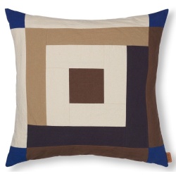 Border Cushion cover - carob brown / bright blue - Ferm Living