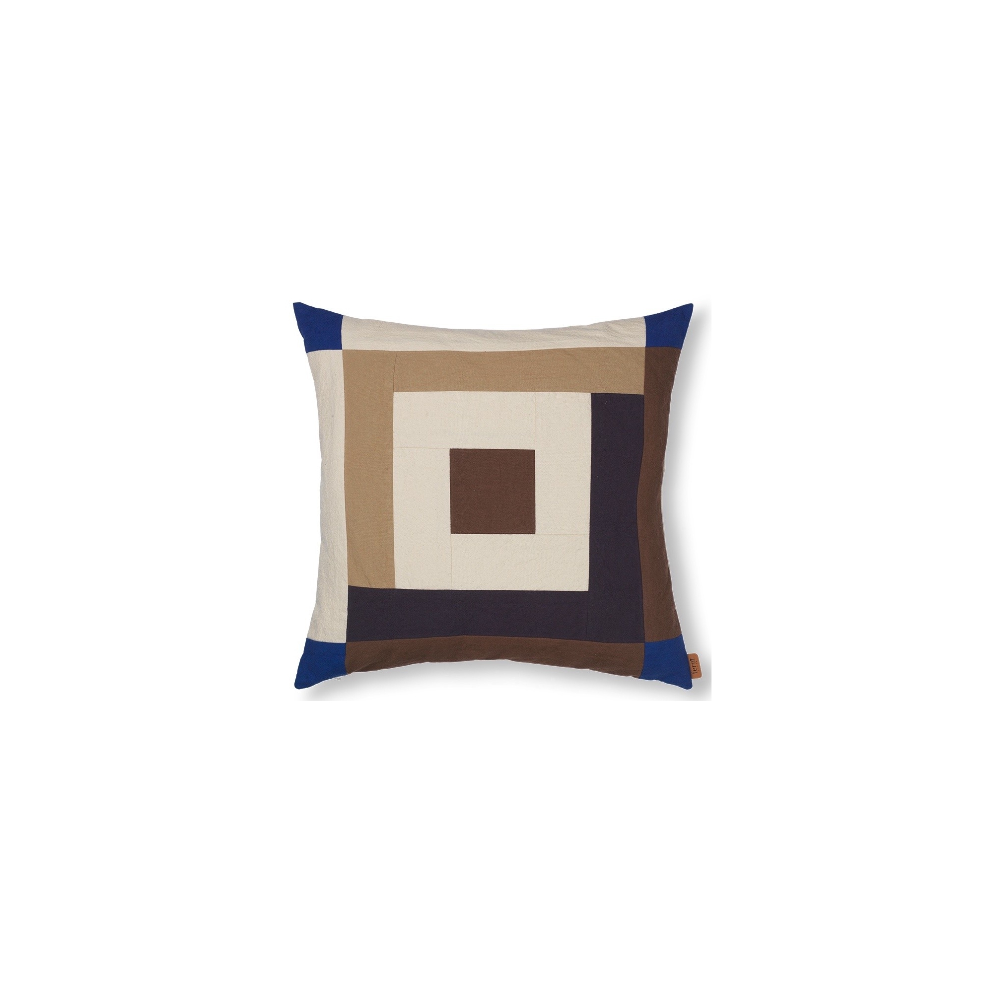 Border Cushion cover - carob brown / bright blue - Ferm Living