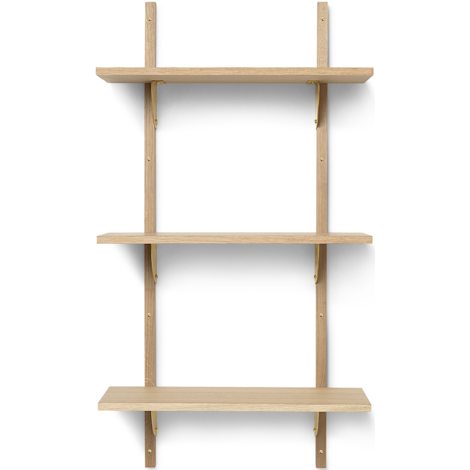 Sector Shelf – Triple and Narrow – Oak / Brass - Ferm Living