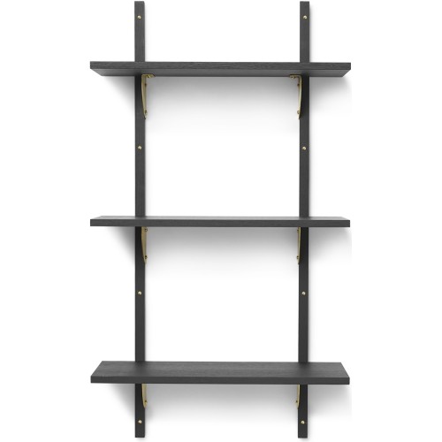 Sector Shelf – Triple and Narrow – Black ash / Brass - Ferm Living